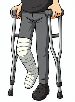 松葉杖で歩くケガ人