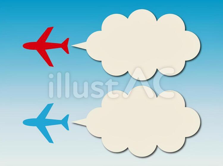 飛行機の吹き出し 吹き出し,飛行機,かわいいのイラスト素材