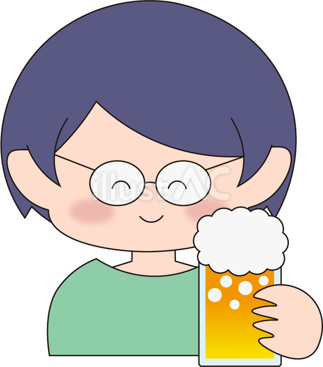 ビール　男性 ほろ酔い,酔う,酔っぱらいのイラスト素材