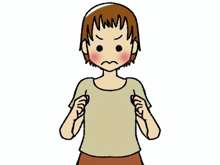 Illustration, female, get angry, fist, 