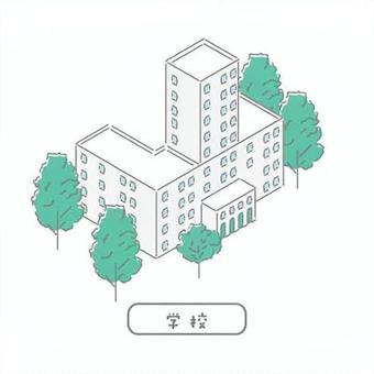 通学／先生のためのイラスト 校舎,学校,建物,大学,専門学校,高校,通学のイラスト素材