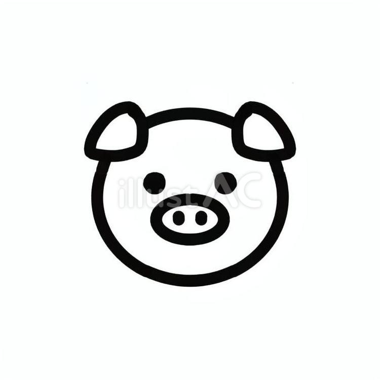 ぶた　白黒 豚,動物,動物園のイラスト素材
