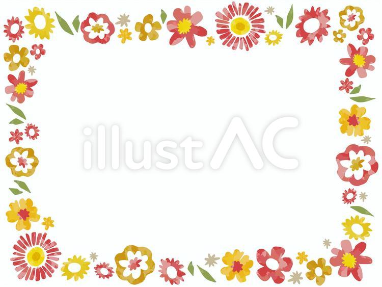 花のフレーム【1】 花,フラワー,植物のイラスト素材