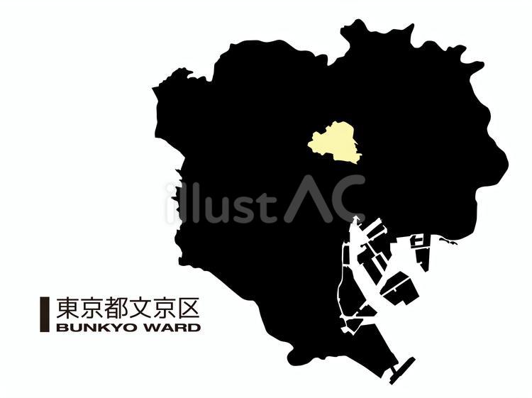 東京都文京区の位置地図区境無し_02 文京区,東京都,23区のイラスト素材