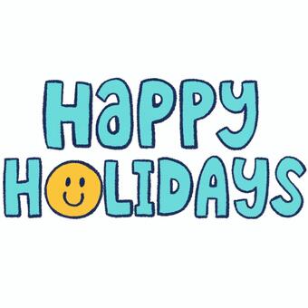 Happy Holidaysの文字 happyholidays,文字,クリスマス,にこちゃん,手書き,手描き,ポップ,シンプル,青,グリーティングのイラスト素材