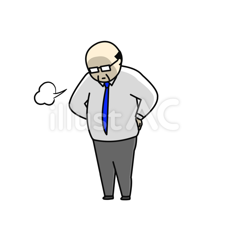 中年男性　ため息　影なし おじさん,ため息,サラリーマンのイラスト素材