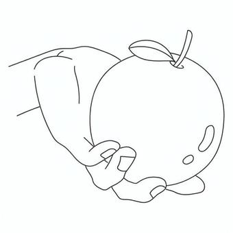 りんごを持つ 手,指,りんご,支える,片手,手元,果物,食べ物,動作,日常のイラスト素材