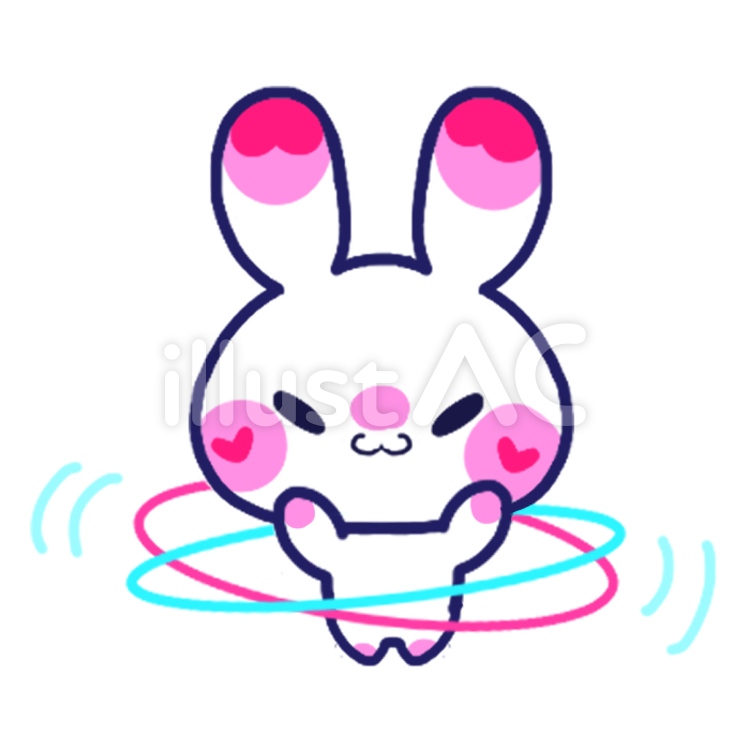 うさぎ(ピンク)(フラフープ) 動物,うさぎ,キャラクターのイラスト素材