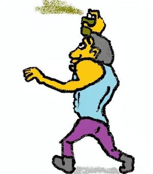 金ぴかスプレー噴射！する大学生 男性,丸刈り,スプレー,マッチョ,長靴のイラスト素材