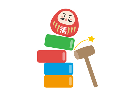 だるまおとし4 だるま落とし,だるま,遊び,おもちゃ,日本,伝統,福,和,カラフル,玩具のイラスト素材