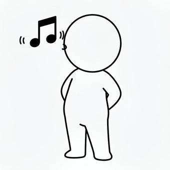 歌う棒人間 棒人間,人,シルエット,人間,歌,歌う,鼻歌,ご機嫌のイラスト素材