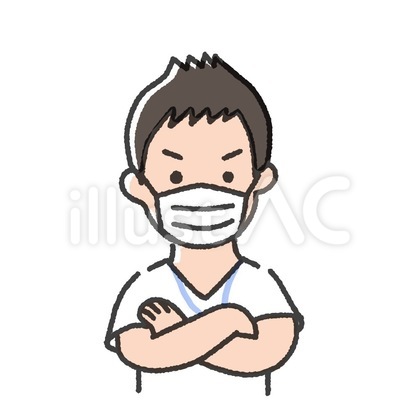 マスクした男性看護師のイラスト-07