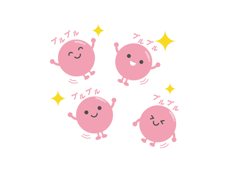 コラーゲン6 コラーゲン,栄養,美容,成分,プルプル,キラキラ,顔,キャラクター,笑顔,かわいいのイラスト素材