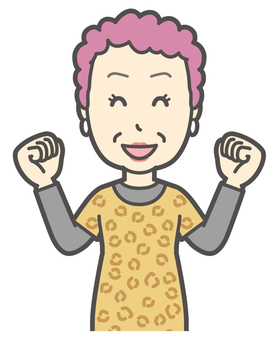  大阪のおばちゃん-106-バスト 笑顔,おばちゃん,大阪,ヒョウ柄,おばはん,中年,女性,関西,派手,おばさんのイラスト素材