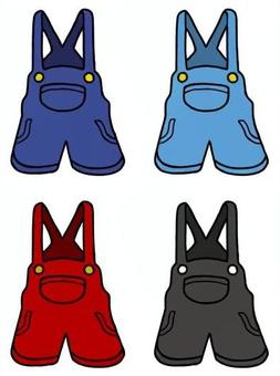 オーバーオールの短パン オーバーオール,ズボン,短パン,半ズボン,ハーフパンツ,パンツのイラスト素材
