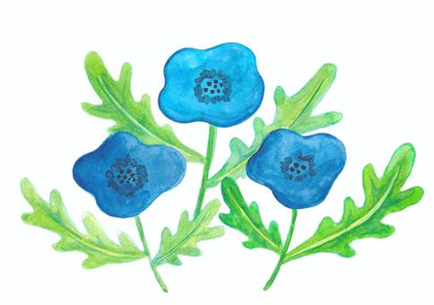北欧風の水彩の青いお花 北欧,青,青い花,植物,水彩,手描き,透明感,ナチュラル,アナログ,挿絵のイラスト素材