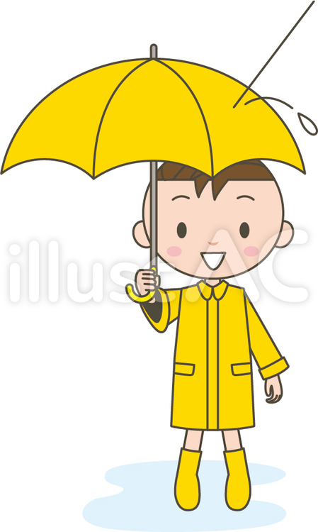 梅雨 雨,梅雨,レインコートのイラスト素材