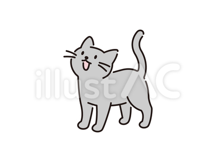鳴く猫のシンプルイラスト カラー