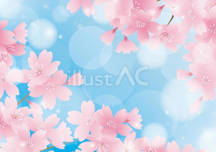 春の青空と桜の背景素材 春,桜,光のイラスト素材