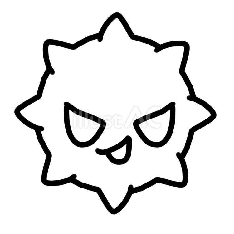 線画のゆるかわウイルス ウイルス,菌,バイキンのイラスト素材