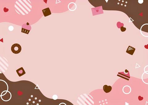 バレンタインのお菓子の幾何学フレーム01 バレンタイン,背景,フレーム,チョコレート,チョコ,ハート,かわいい,食べ物,2月,お菓子のイラスト素材