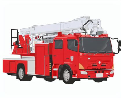 はしご消防車　斜めリアル 消防車,リアル,はしご,赤,火事,高層用,車のイラスト素材