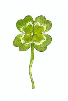 four Leaf Clover, four leaf clover, clover, watercolor, JPG, PNG and AI