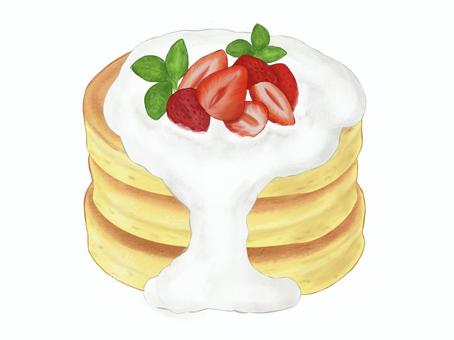 strawberry pancakes, panqueca, pintados à mão, real, JPG and PNG