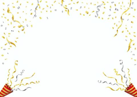 Gold confetti and cracker background frame Gold confetti and cracker background frame