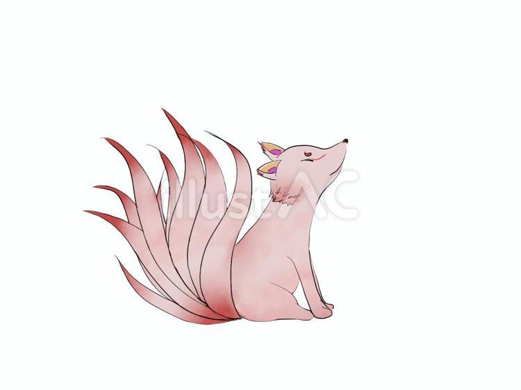 妖怪　九尾の狐　(背景なしver.) 妖怪,九尾の狐,狐のイラスト素材