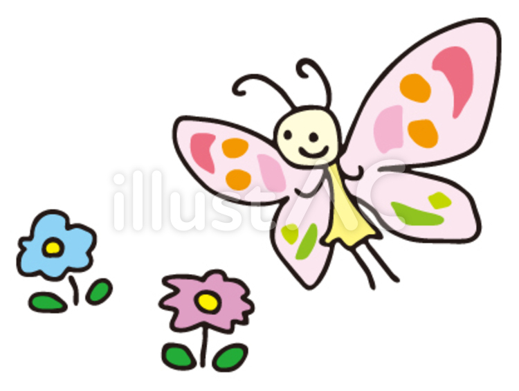 カラフルちょうちょ 蝶,ちょうちょ,虫のイラスト素材