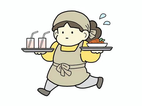 レストランで働く人 働く,アルバイト,パート,店員,労働,レストラン,飲食店,接客,忙しい,ウェイターのイラスト素材