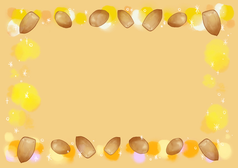 秋のどんぐりの手描き水彩フレームと背景