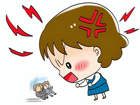 上司に激怒する女性 女性,会社員,怒る,説教,上司,部下のイラスト素材