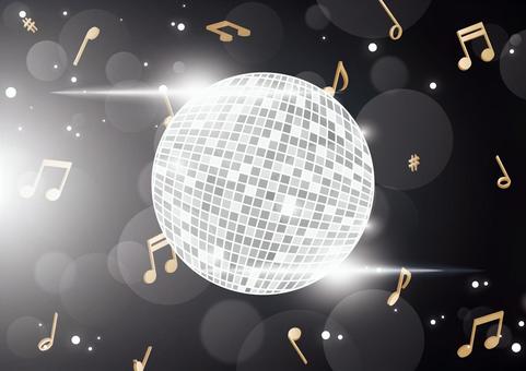 キラキラしたミラーボールと音符の背景素材 キラキラしたミラーボールと音符の背景素材 音楽,音符,記号,ミラーボール,光,フレア,玉ボケ,背景のイラスト素材