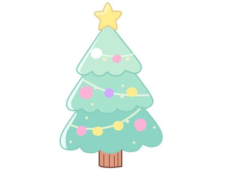 かわいいクリスマスツリーのイラスト クリスマスツリー,もみの木,樹,クリスマス,イラスト,木,ツリー,かわいい,星,オーナメントのイラスト素材