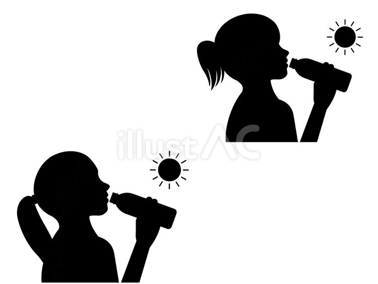 水分補給 熱中症対策,セット,熱射病対策のイラスト素材