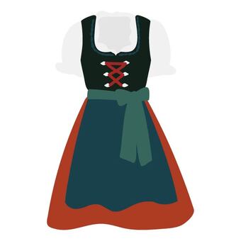 ディアンドル ドイツ,オクトーバーフェス,秋,ディアンドル,ワンピース,ブラウス,スカート,リボン,エプロン,バイエルンのイラスト素材