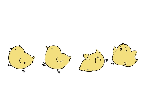 歩くヒヨコ ヒヨコ,動物,手書き,かわいい,ゆるい,鳥のイラスト素材