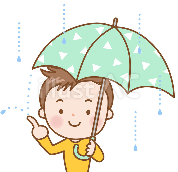 男の子：傘 雨,傘,子どものイラスト素材