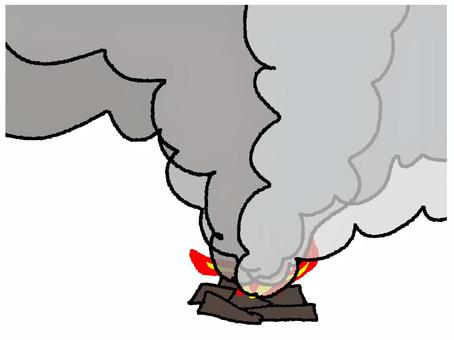 煙 煙 煙,黒煙,モクモク,火,pop調,手描き,挿絵,ワンポイント,素材,商用可のイラスト素材