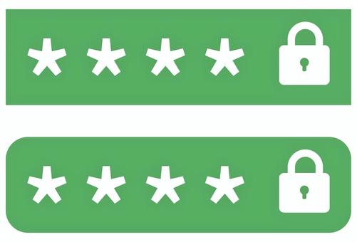 パスワード入力欄のイラスト 緑 パスワード,暗証番号,入力欄,ボックス,鍵,南京錠,伏字,セキュリティ,防犯,認証のイラスト素材
