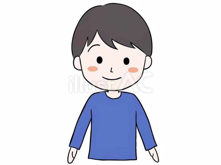 笑顔の男の子（線あり） 男の子,笑顔,かわいいのイラスト素材