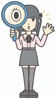  地雷系女子-403-全身 虫眼鏡,地雷系,女性,女の子,ツインテール,人物,かわいい,探す,検索,見るのイラスト素材
