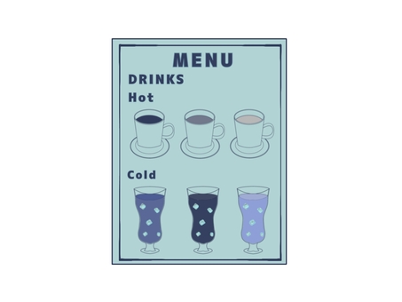 カフェメニュー(ドリンク)緑 カフェ,メニュー,コーヒー,紅茶,アイスコーヒー,アイスティー,ランチ,ドリンク,コーヒーショップ,テイクアウトのイラスト素材