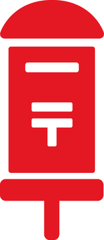 ピクトグラムの赤の丸型ポストです。 ピクトグラム,ポスト,シンプル,レトロ,日本,公共施設,郵便,屋外,旧型,ノスタルジックのイラスト素材