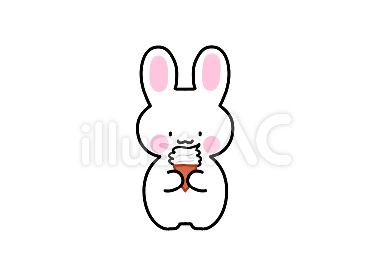 アイスを食べるうさぎ うさぎ,アイス,夏のイラスト素材