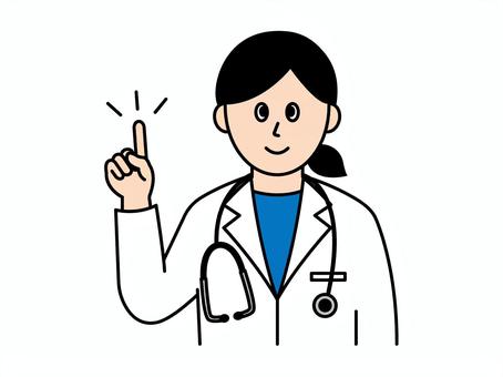 ひらめいた 女性の医師 医師,女性,指,ひらめき,解決,思いつき,注意,手,アイディア,ポイントのイラスト素材