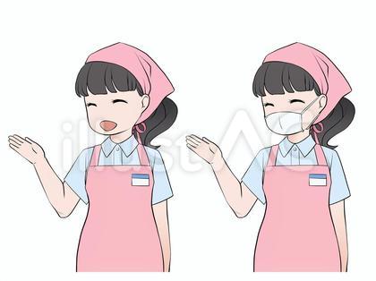 説明する、案内する、紹介する女性店員
