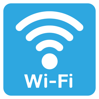 wi-fiアイコン四角_青 wifi,電波,アンテナ,文字,ネットワーク,ワイファイ,wiーfi,シルエット,アイコン,シンプルのイラスト素材